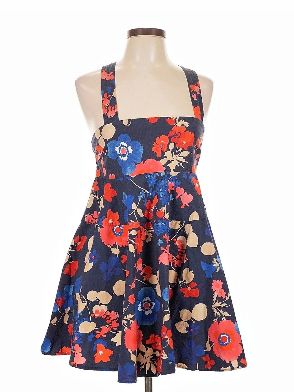 Peter Som Floral Mini Dress Blue & Red Size 10 Like New
